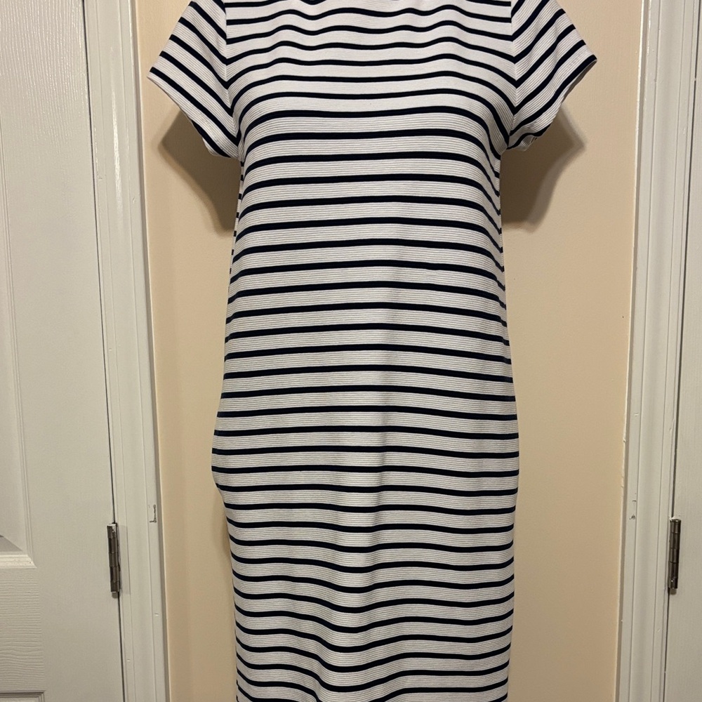 Lauren Ralph Lauren Striped Black and White Midi Dress